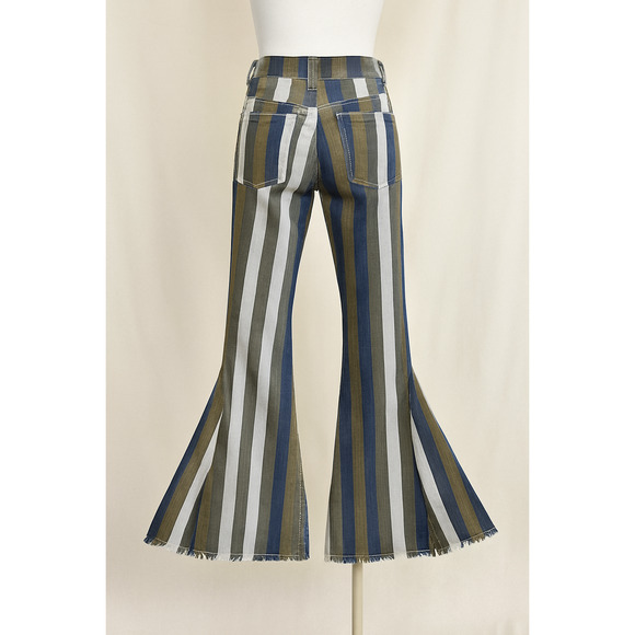 Hope L Bell Bottom Jeans Vintage Style Striped Boho Retro Y2K Hippie 70's Retro - Picture 2 of 14